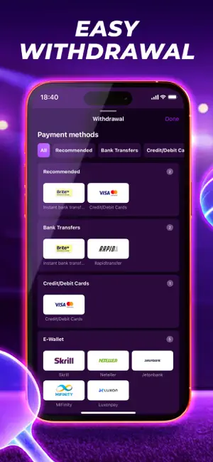 TonyBet Withdrawal options