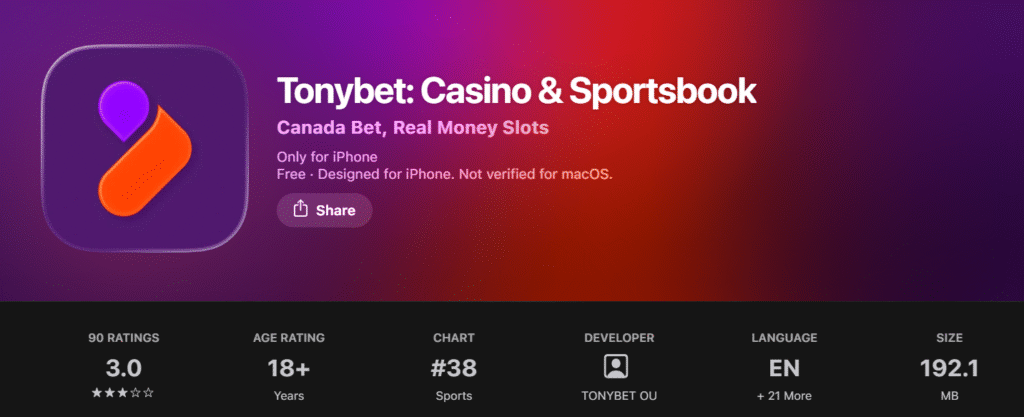 Tonybet app