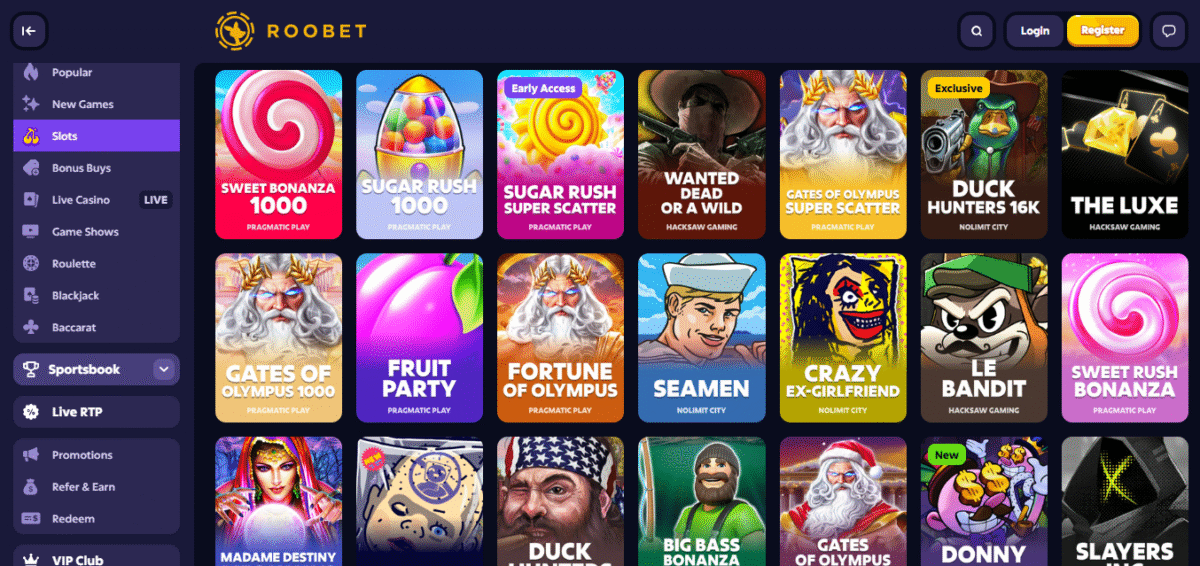 Roobet home page