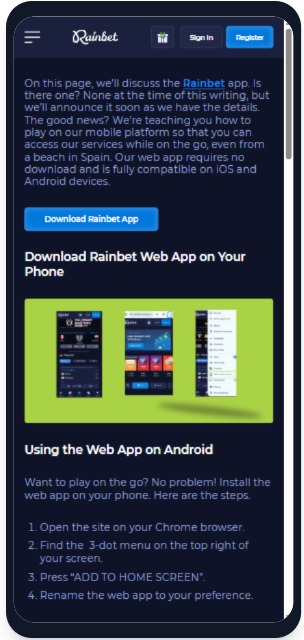 Rainbet App Download