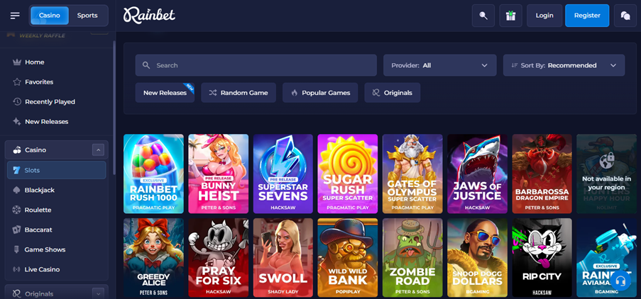 The Best Slots at Rainbet Casino