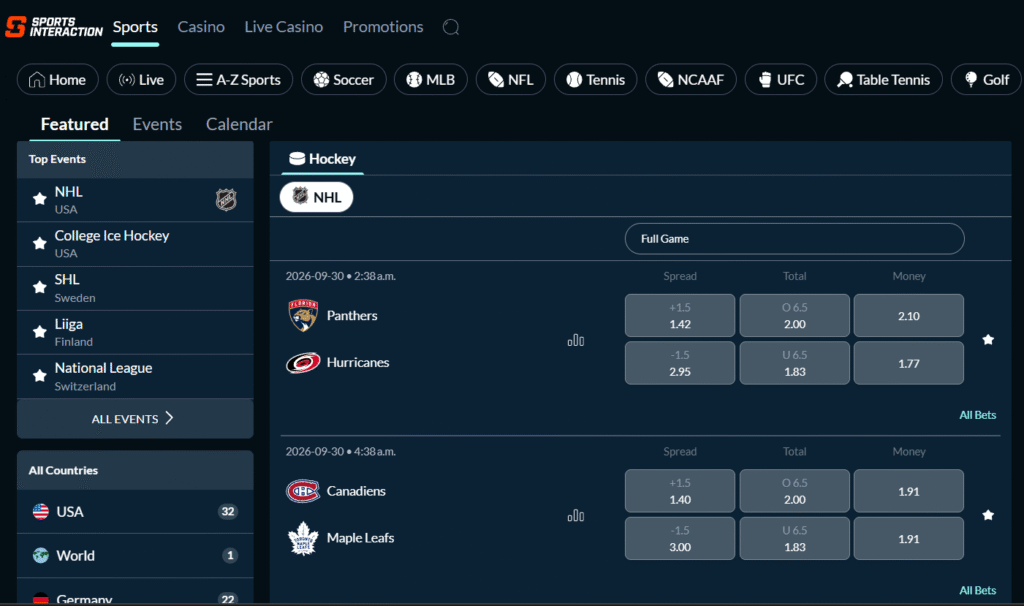 NHL betting sites
