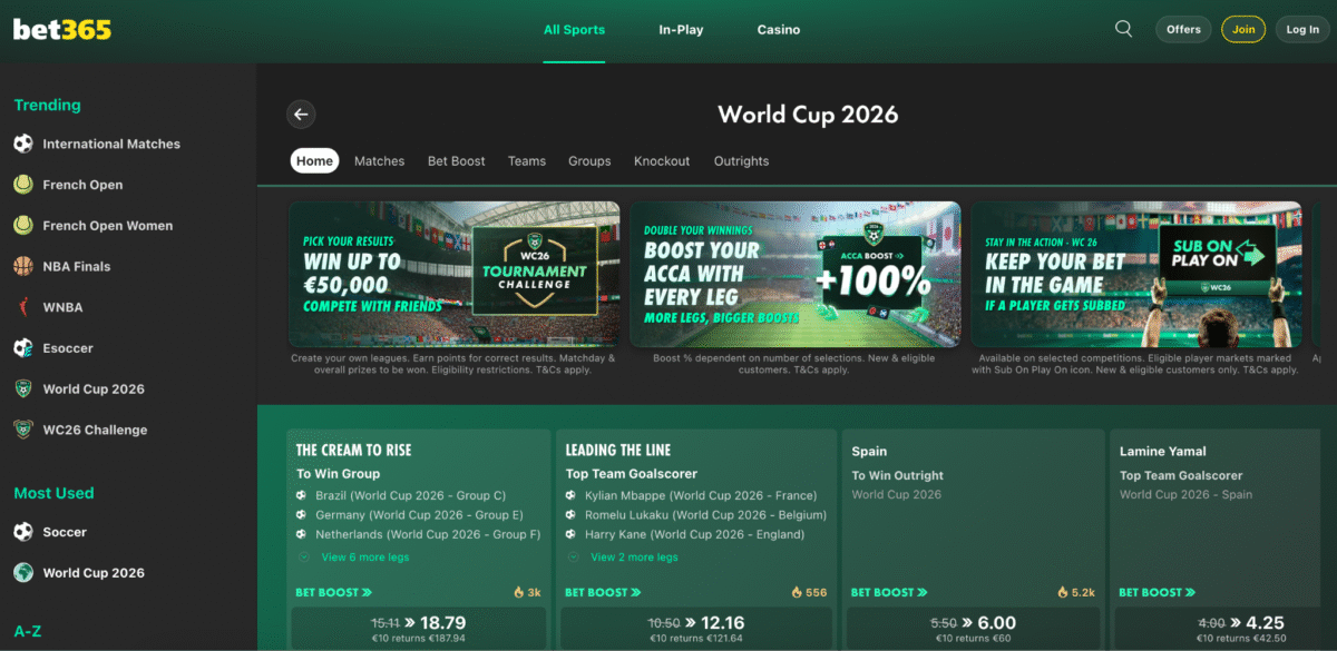 bet365 World Cup Offers for Existing Customers