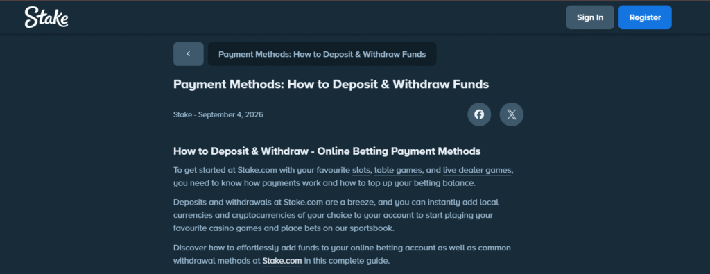 Stake deposit