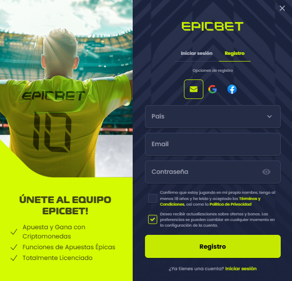 ¿Cómo reclamar el bono de bienvenida de Epicbet?