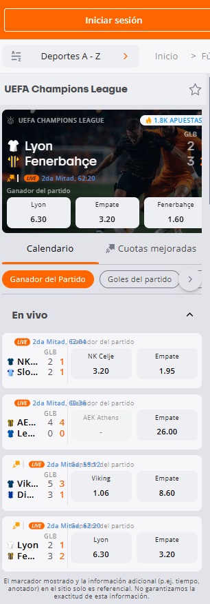 Opciones de apuestas deportivas en Betsson Chile 2026