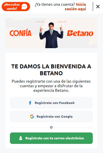 Formulario de registro de Betano Chile 2026