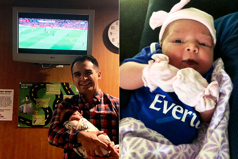 Watching Everton's visit to Arsenal from UT Medical Center 