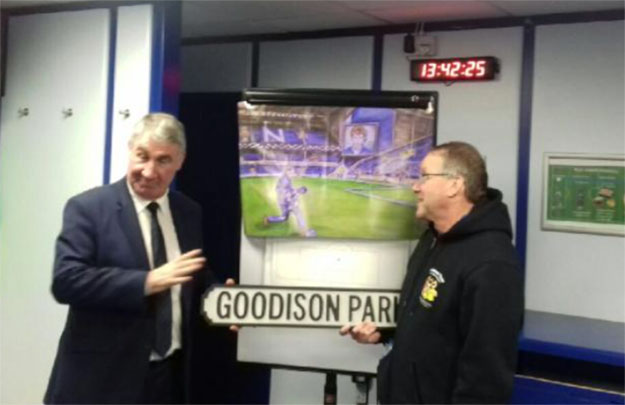 Stunned again by Kev’s imaginative generosity as Mark Higgins unveils the painting.