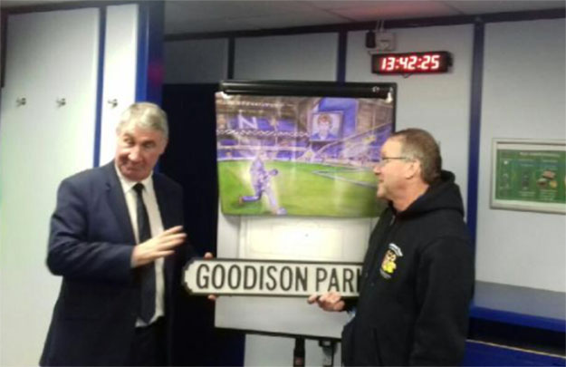 Stunned again by Kev's imaginative generosity as Mark Higgins unveils the painting.
