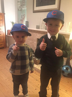 Pete’s grandsons sporting Chicago Cubs caps. You’ll be seeing a few of these around Merseyside