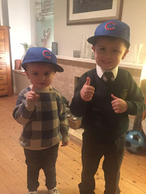 Pete's grandsons sporting Chicago Cubs caps. You'll be seeing a few of these around Merseyside