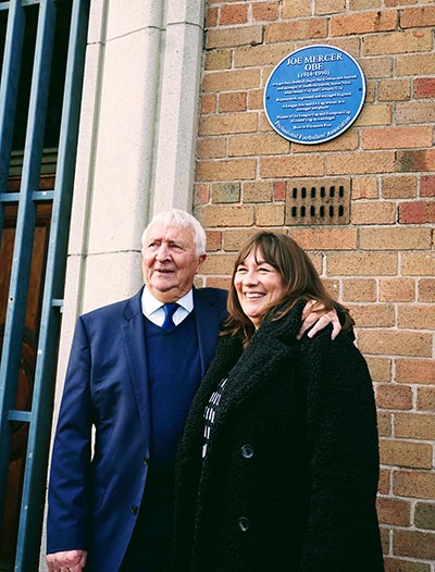 Mike Summerbee with Joe Mercer's granddaughter, Susan