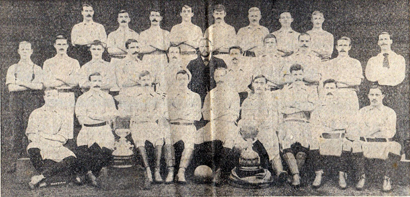 Everton 1894-95 squad, Jack Southworth as captain with the ball at his feet