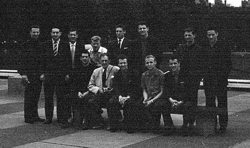 Some of the Everton squad and officials pose for a photo in 1961