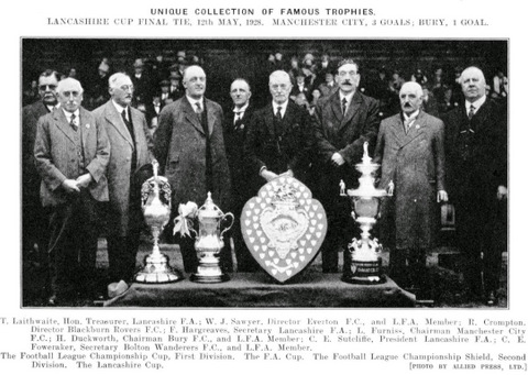 WJ Sawyer with the Lancashire Cup in 1928 [<em>photo courtesy of George Orr</em>]