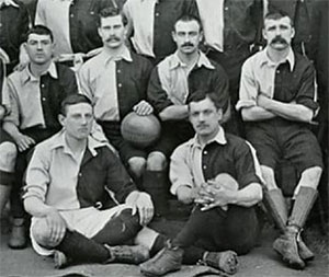 Billy Lewis with the Wales team including former Everton players Joe Davies and Charlie Parry