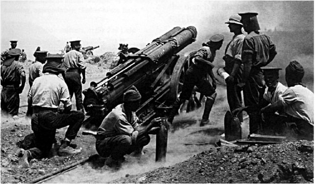 British Artillery firing near Krithia in June 1915