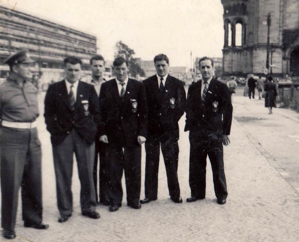 Bury FC players with John Lindsay and John Willie Parker