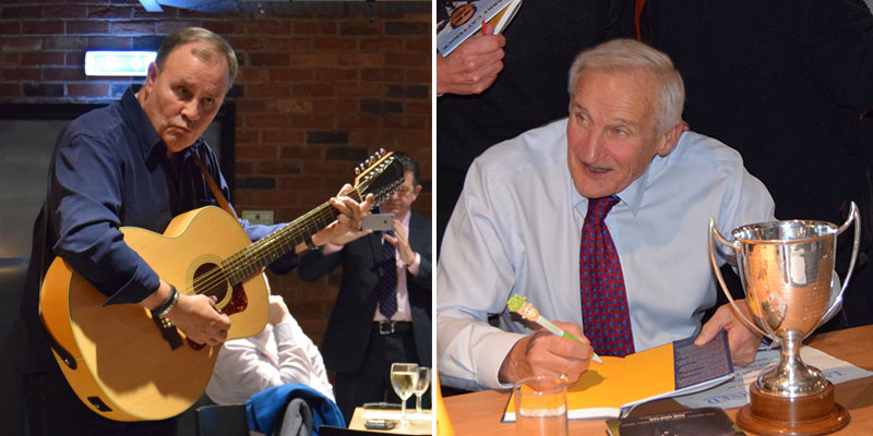 Gerry Murphy gives a rendition of The Ballad of Dixie Dean; John Hurst, recipient of the Dixie Dean Memorial Award