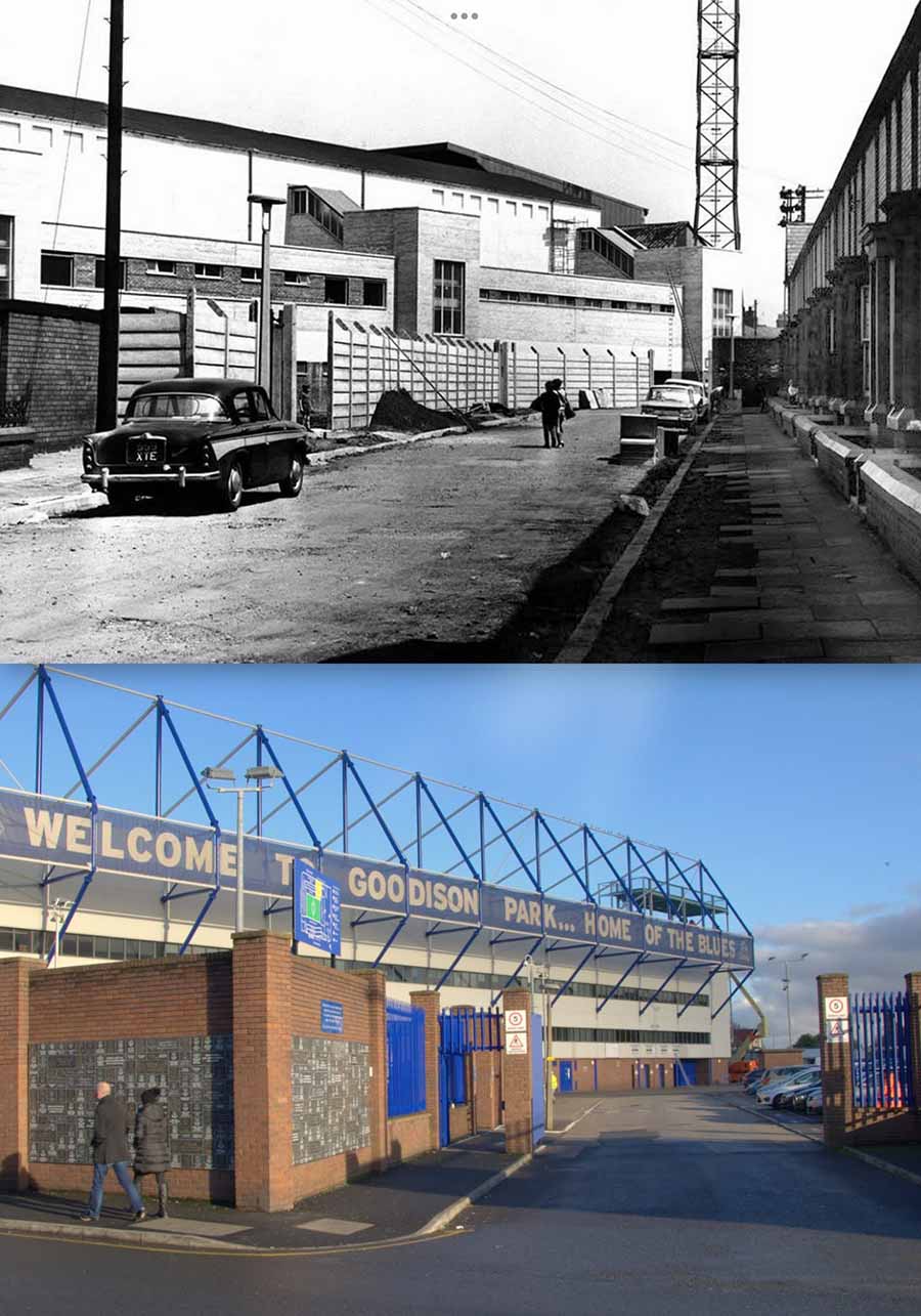 Goodison Ave after partial demolition in 1965 and 2016