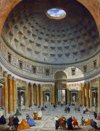 The Pantheon in Rome in the 18th Century painted by Giovanni Paulo Panini
