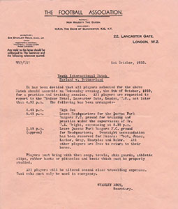 FA Stanley Rous letter 1960