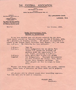 FA Stanley Rous letter 1960