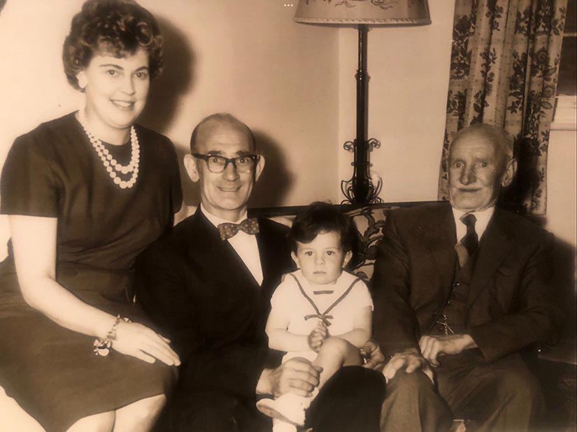 Tom Griffiths with his father, daughter and grandson, Phillip