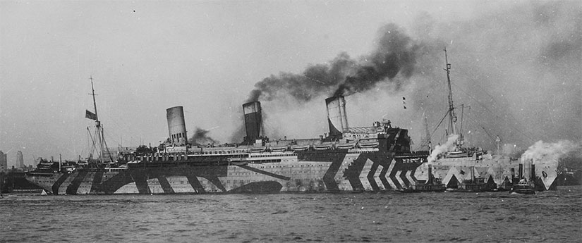 The USS Leviathan in New York harbour 8th July 1918 (public domain)
