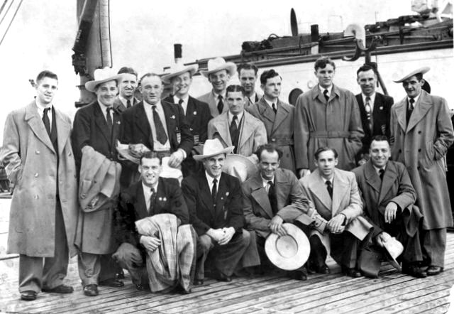 Eddie on the voyage back to England in 1950