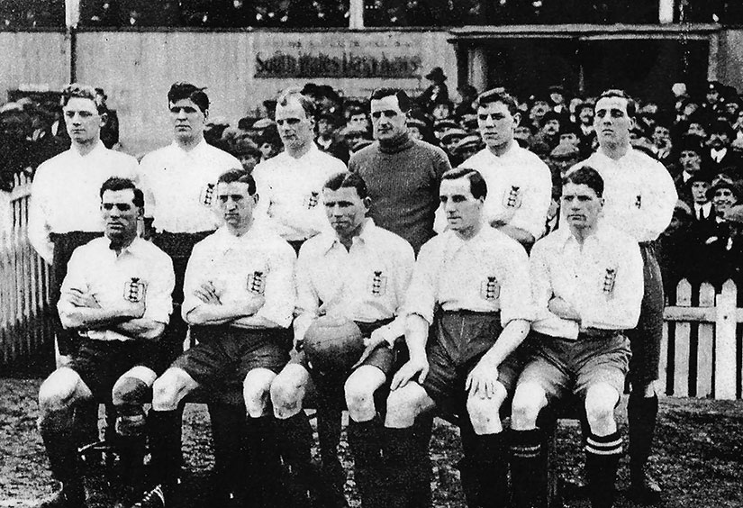 The England team to play Wales in 1921