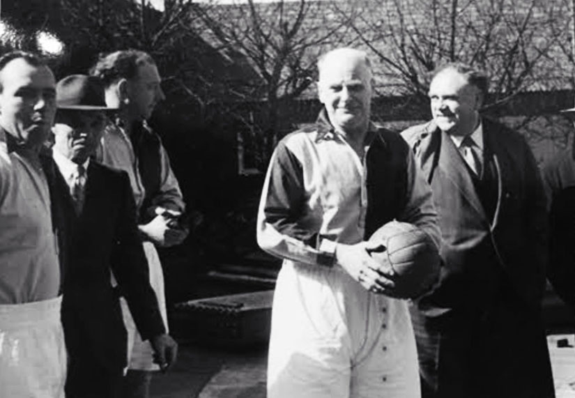Warney Cresswell turning out for the 'Old Timers' in the 1950s