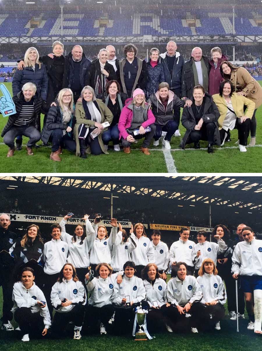 Everton Women in the centre-circle at Goodison Park