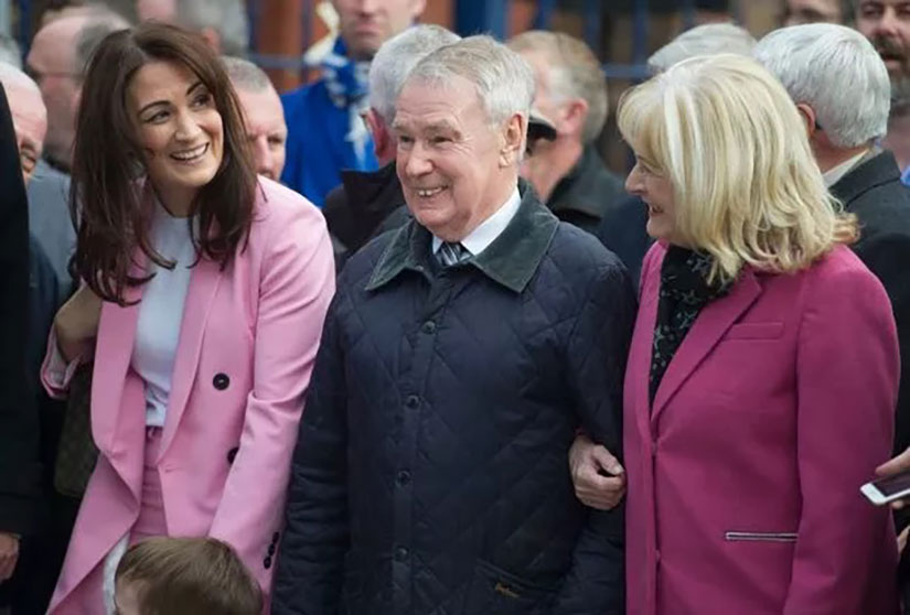 Colin Harvey at the unveiling of the Holy Trinity statue