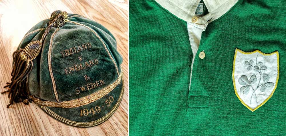 Peter Corr's Ireland cap and jersey