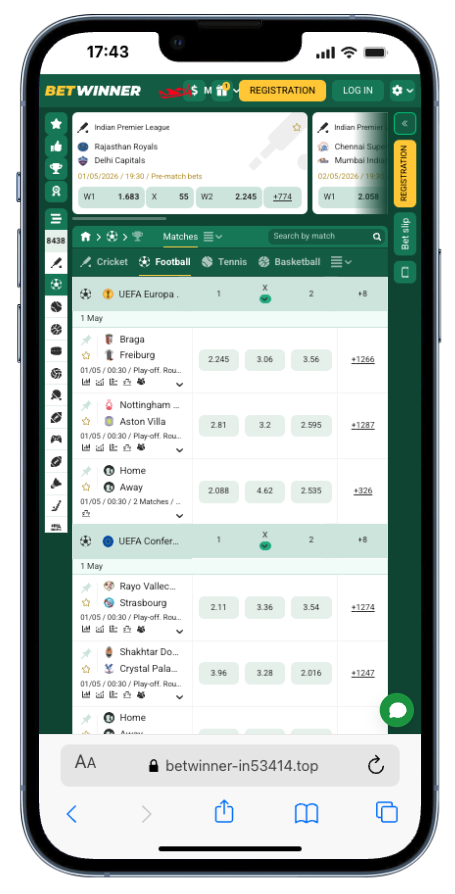 betwinner football betting