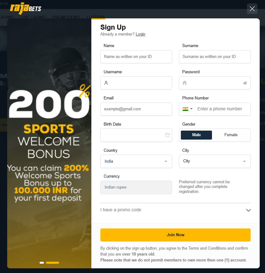 Rajabets Promo Code