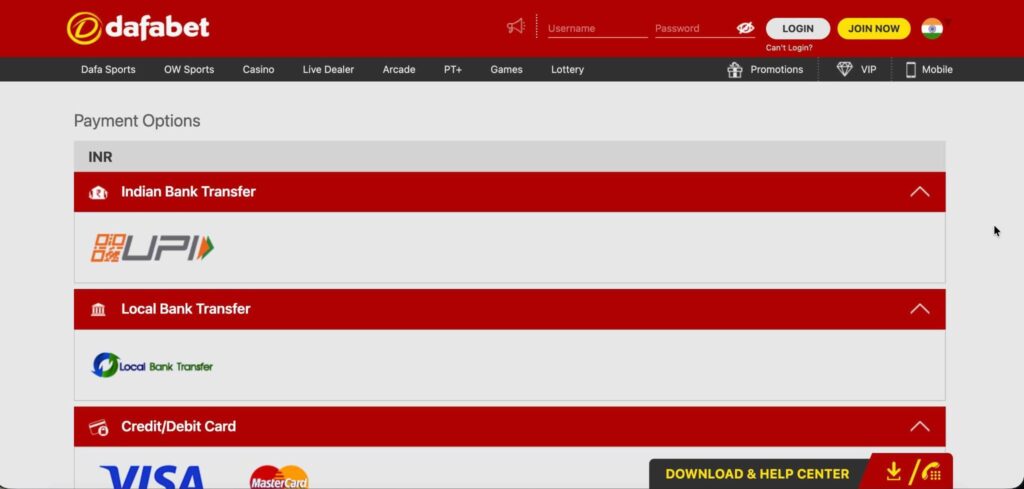 Dafabet Payments