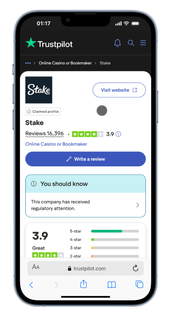 Stake Trustpilot User Reviews