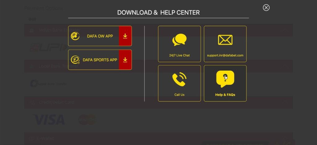 Customer Service Details of Dafabet