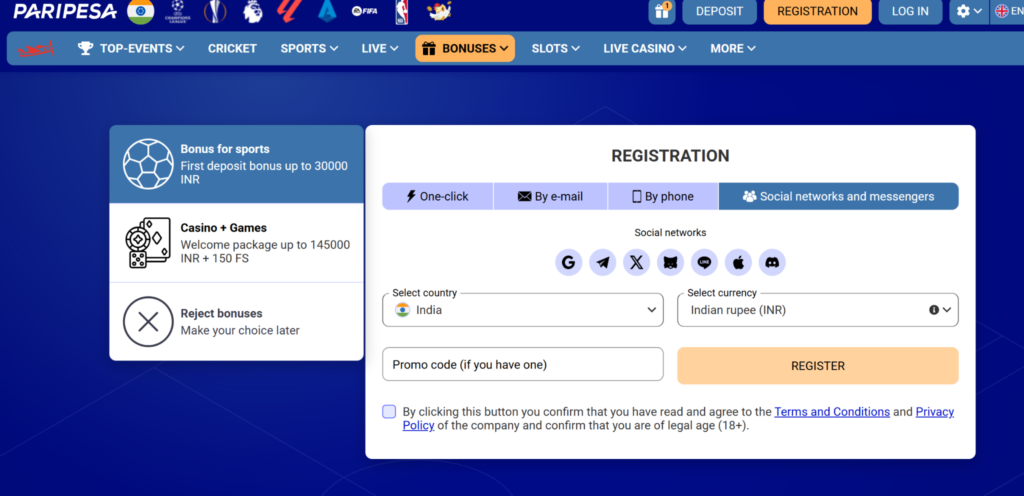 Paripesa registration