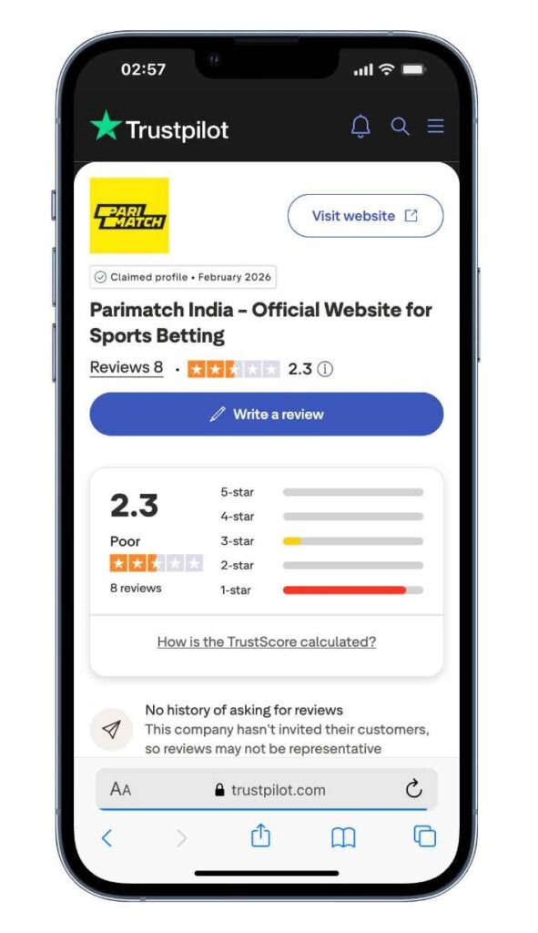 Parimatch Trustpilot User Reviews