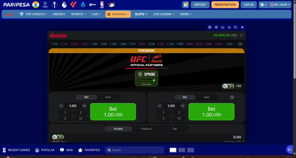 Paripesa Casino Section Overview