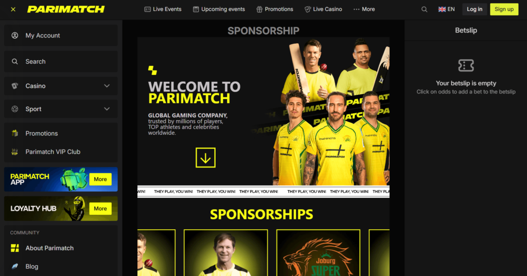 Parimatch Registration