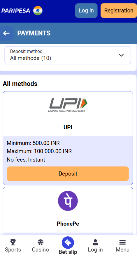Deposits and Withdrawals on the Paripesa App
