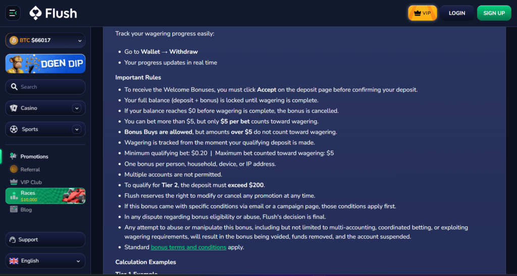 Flush Bonus Terms to Check