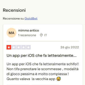 GoldBet App - Recensioni degli utenti iOS