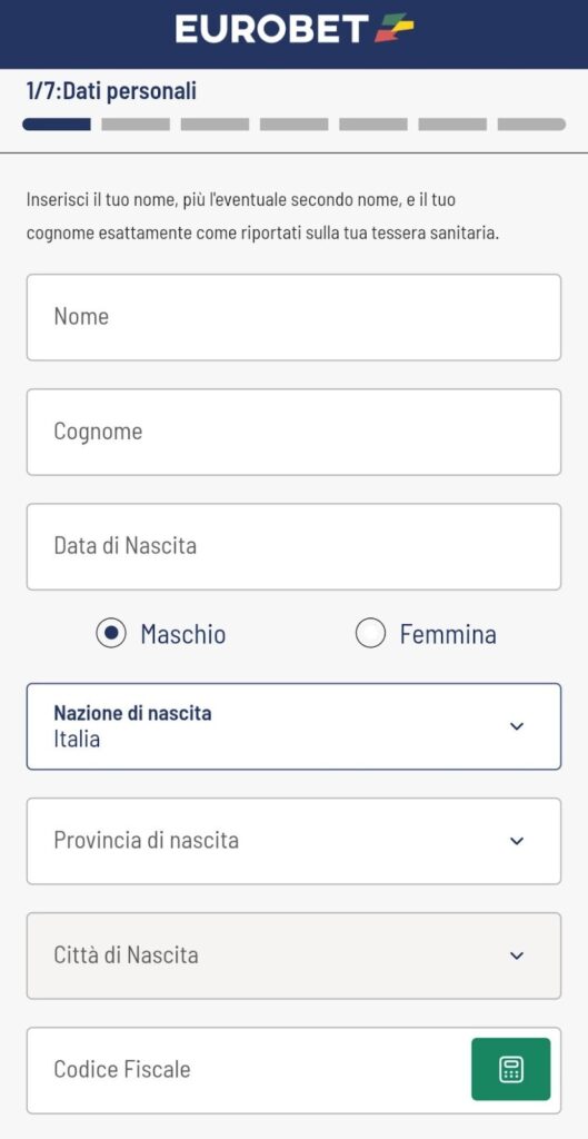 Iscrizione a Eurobet da mobile