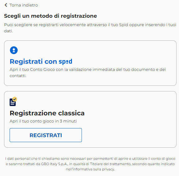 Registrazione classica su Lottomatica